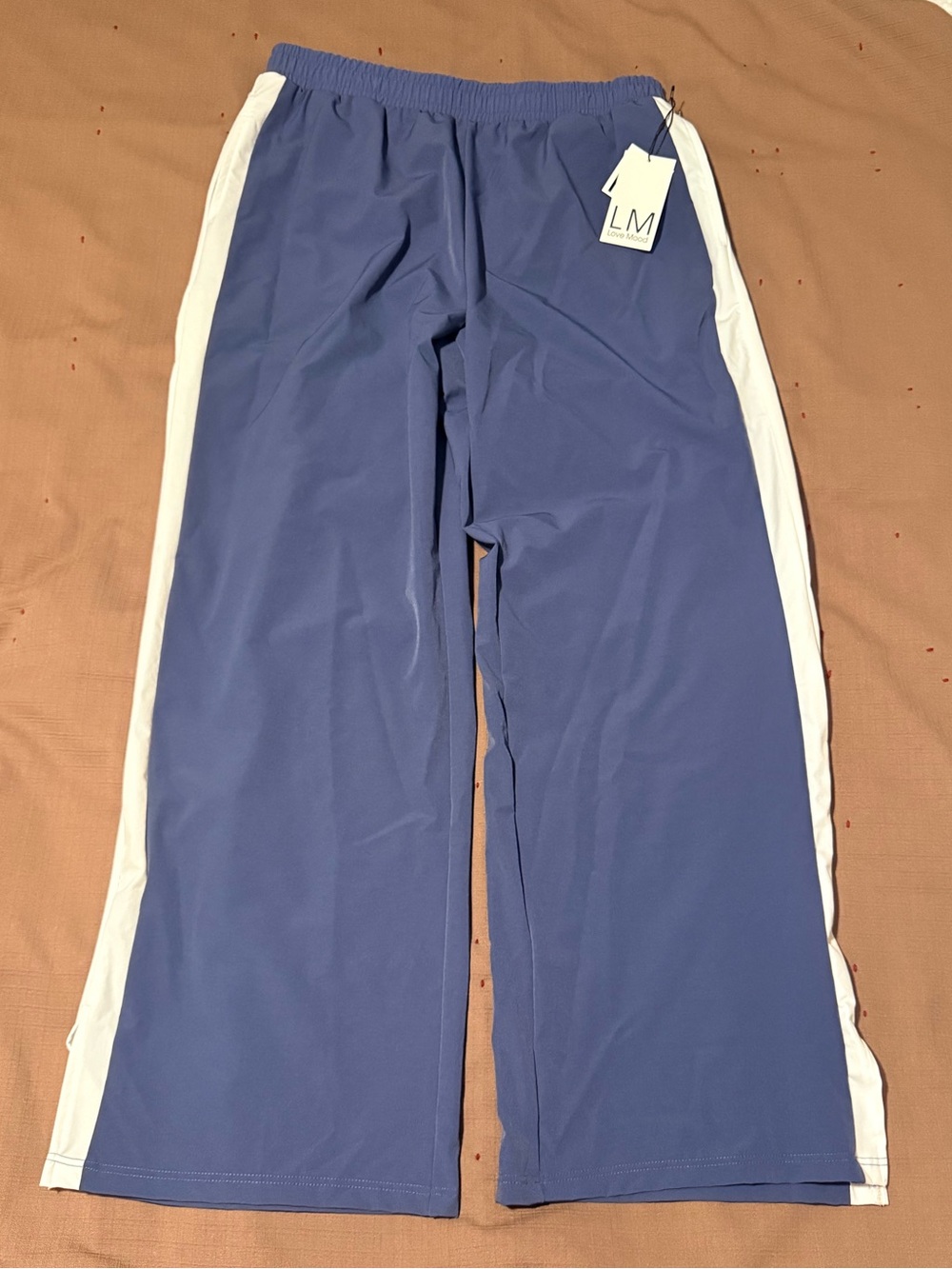 Love Mood Women’s Navy Blue Track Pants with White Side Stripes